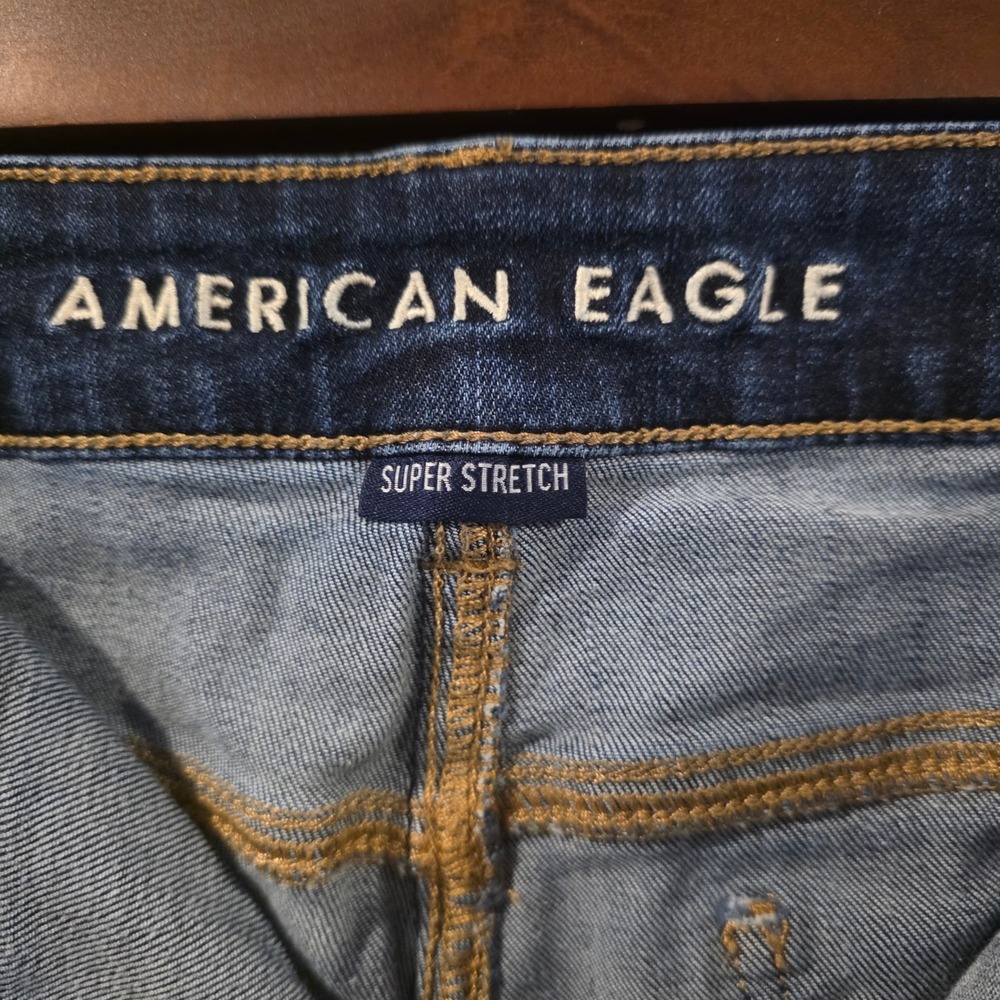 American Eagle Jeans Womens 20 Long Blue Excellent Super Stretch Bootcut Flare - Picture 7 of 12